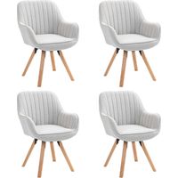 MEUBLES COSY 4er-Set skandinavische Drehstühle für das Esszimmer aus beigem Stoff