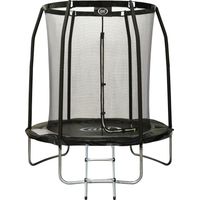 Axi Houston Trampoline Rond - Filet Ø 180 Cm En Noir Trampoline Hors Sol - 6 Ft - Pour Enfants - Avec Bordure, Echelle Et Filet De Sécurité Pour Le Jardin / L'Extérieur Surface De Saut : 144 Cm