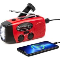 MINKUROW Radio Di Emergenza Ad Energia Solare, Radio Meteorologica Noaa Per Emergenza Domestica E Campeggio Con Am/Fm, Radio A Torcia Dinamo, Radiolina Di Allarme Sos Portatile E Ricaricabile (Rosso)