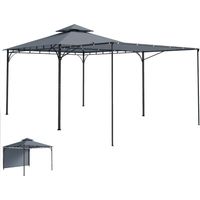 Gazebo Gardenino 3,2x3,2 m Métal Poliester Tetto estensibile Fori drenaggio Grigio scuro