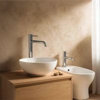 Exagonshop Coppia rubinetti lavabo alto e bidet in ottone cromo