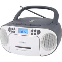 Reflexion Reproductor de CD con Cassette y Radio para alimentación y batería (Radio PLL FM, Pantalla LCD, Entrada Auxiliar, Conector para Auriculares), Color Blanco y Gris RCR2260