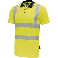 Vizwell Warnschutz Polo-Shirt VWP Gr. L leuchtgelb/marine
