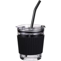 Coffee Beer Water Cup Drink Mug with Cover with Straws Cleaning Cloth Set