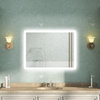 AVER-GROWTH 900x700mm Bathroom Mirror,3 Color Lights LED Mirror, Dimmable Illuminated Backlit Wall Mirror with Desmister, Touch, Brightness Memory, 3000K-6000K