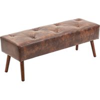 Banco de pie de cama con asiento acolchado y patas de madera 114x38x42 cm Marron
