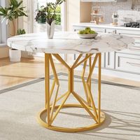 Table ronde (100×100×76cm), table de cuisine, table basse ronde pour 4 à 6 personnes, idéale pour la salle à manger ou le salon, pieds de table en métal, pieds de table géométriques, plateau en MDF ma