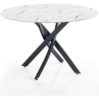 Runder Tisch aus Glas mit weißem Marmor-Effekt Ø110 Jamul White Marble