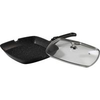 Pradel Excellence 52383M Padella Grill Tipo Pietra con Coperchio in Vetro 28 x 28 cm