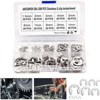 E Clip Anneau 304 Inox Circlips Exterieur Assortiment De Circlips 1.5/2/3/4/5/6/7/8/9/10Mm Divers Usages 200Pcs-Crezuo