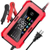 Écran couleur rouge 12V 6AChargeur 12V 6A pour batteries de voiture, batteries de moto 12V et chargeurs de batterie 12V