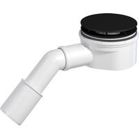 PREVEX Showerloc Ablaufgarnitur flach mit Siphon matt schwarz 90 mm mit Haarsieb 40 50 mm Auslass PREVEX Showerloc Ablaufgarnitur flach mit Siphon matt schwarz 90 mm mit Haarsieb 40 50 mm Auslass