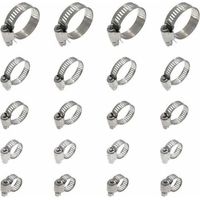 20 Pièces Collier De Serrage Tuyau, Collier De Serrage Tuyau Réglable 16-25mm, 304 Collier De Serrage Inox, Collier Serrage Métallique