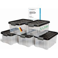 Novaliv 5x boîtes de rangement avec couvercle 5L anthracite Boîtes de rangement empilables emboîtables avec fermeture à clip Plastique sans BPA 30 x
