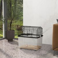 Cage hamster noir – 2 étages roulettes, plateforme, échelle, fil acier – 57x43x57 cm, rongeur