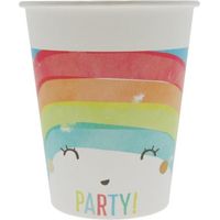 Bicchieri di carta per feste a tema arcobaleno, 200 ml, 8 pezzi