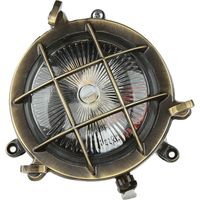 Lampe de bateau murale laiton verre cannelé Ø 14 cm IP44 Maritim inoxydable G9 Applique extérieure