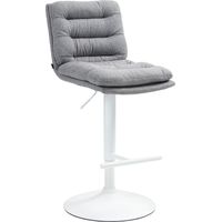 Sgabello da bar in tessuto Damar grigio bianco