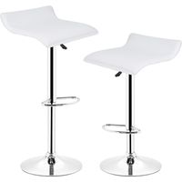 Aqrau Lot de 2 Tabourets de Bar, Chaise de Bar Réglables Hauteur, Pivotant 360°, Piètement chromé, Blanc