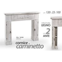 Cadre de cheminée en bois blanc antique – Dimensions 120 x 23 x 100 cm – Avec portes – Habillage de cheminée – Gicos