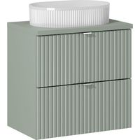 Meuble vasque à poser 60 cm + plateau - A tiroirs - Vert Roseau - Livraison gratuite