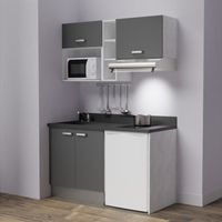 Kochnischen K13L - 140 cm - Grau - Nero - Spüle links