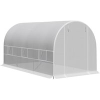 Tunnel de jardin 4x2x2m, structure acier, toile polyéthylène blanche