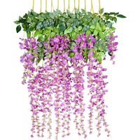 Künstliche Glyzinien, 12 Stück – Länge 110 cm – Seide und Kunststoff – Wanddekoration für Hochzeiten und Feiern – Leuchtende Farben