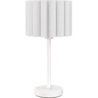 Lampe de table style rétro, lampe de chevet, abat-jour en plastique, interrupteur à bouton-poussoir, blanche