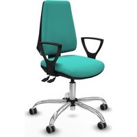 Elche AS similpiel turquesa brazos fijos base cromada ruedas engomadas 65mm