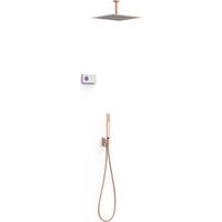 TRES 09286564OPM SHOWER TECHNOLOGY Kit Grifo Termostático Electrónico Empotrado 2 Vías para Ducha Oro Rosa Mate - ref: 09286564OPM