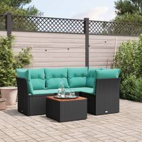 vidaXL 5 Piece Garden Sofa Set with Cushions Black Poly Rattan (US only)