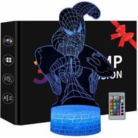 Veilleuse 3D. Jouets Spiderman Pour Garçons. 16 Couleurs Avec Télécommande-