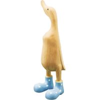 Canard en bottes de pluie tachetées, en résine, bleu, petit modèle, pour la décoration de bureau ou de maison.
