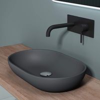 doporro Lavabo da Appoggio, Lavandino Bagno 54x34x10.5cm, Lavabo Ovale da Minerale Fuso Colossum808, Antracite Opaco