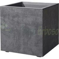 Vase cube anthracite 49 cm – Pot à réserve d'eau – Résistant aux UV et gel – Matériau plastique recyclable – Deroma