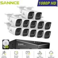 SANNCE 1080P 16CH Wired CCTV Camera System 12x 2MP Bullet Cameras, Remote Access Night Vision Security Camera System,4TB HDD