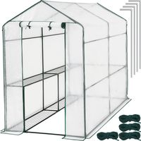 Serre de jardin plastique souple blanc 2,23 m² avec 4 étagères anti-UV