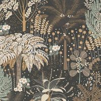 Asperia Tropical Jungle Wallpaper Paste The Wall Textured Vinyl Black Gold Green