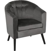 Aqrau Canapé 4 boutons flanelle le long de la bande pieds noirs Gris foncé