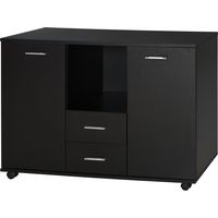 Armadietto 2 Ante 2 Cassetti 100x40x71 cm il Legno Truciolato Nero