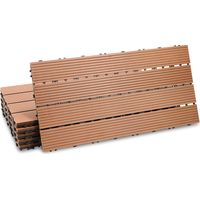 TolleTour Terrassenfliesen 48 Stück Klickfliesen in Holzoptik, WPC Fliese,30 x 60cm, Braun