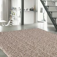 Tapis shaggy 80x150 beige tissé rectangle motif uni SG LOCA