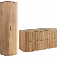 Ensemble de meubles de salle de bains - 100,4 cm - 2 pièces - Marron - Façades MDF de haute qualité - Meubles de salle de bains - Armoire haute - Meubles sous lavabo