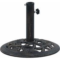Vidaxl – Socle de parasol en fonte 9 kg – Adaptateur pour poteaux 35/38/48 mm – Motif floral décoratif – Stabilité renforcée