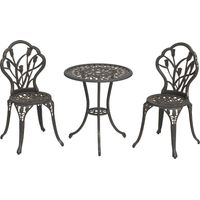 Set da Esterno 3 Pezzi con 2 Sedie da Giardino e Tavolo Rotondo con Foro per Ombrellone, Bronzo