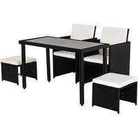 Polyrattan Sitzgruppe Essgruppe Gartenset Garnitur 11 tlg. mit Kissen Schwarz