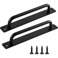 Sliding Door Handle, 2 Pack Barn Door Handle, Door Handle in Black, Interior and Exterior Door Handles with Screws, for Kitchen, Furniture, Cabinets, Cupboards, Doors