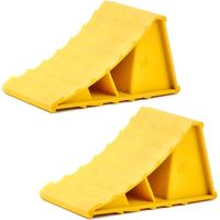 Cale de roue, 2 pièces, bloc antidérapant, cales de roue, cale de roue de voiture, cale de roue de voiture, pour caravane, camping-car, voiture, moto, van à chevaux – Jaune