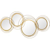 Décoration murale métal 3D miroirs ronds doré 107x56cm